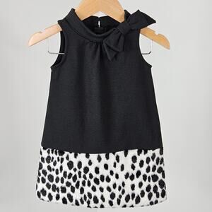 Janie and Jack Dalmation Chic Faux Fur Trim Sleeveless Dress | Baby 6-12 Months